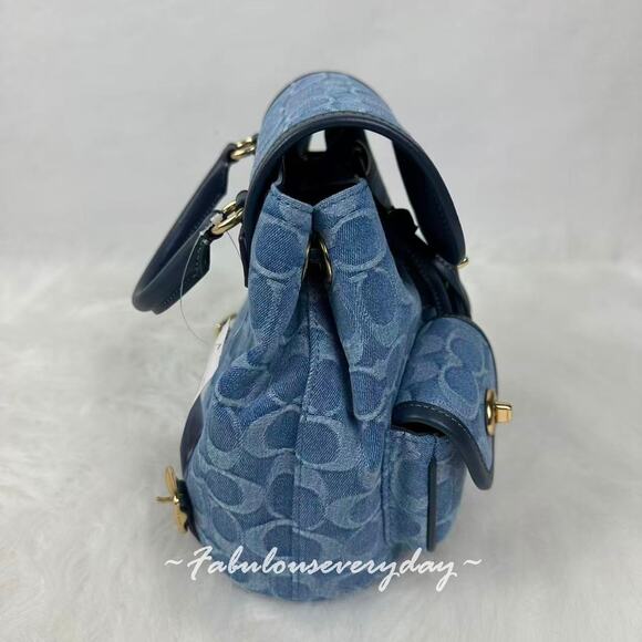 Coach Hadley Backpack In Signature Denim Gold/Indigo CDB95 NWT - Picture 5 of 10